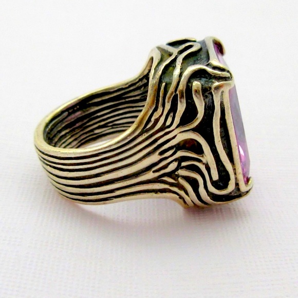 Silpada Vintage Oxidized Heavy Sterling Silver Lavender Fields CZ Ring Sz 8 - Picture 4 of 7